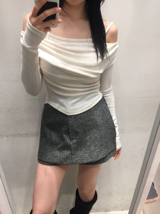 mars韓國代購㊣女裝新款真品25秋冬休閑職業熱賣長袖T恤假兩件mars長袖T恤