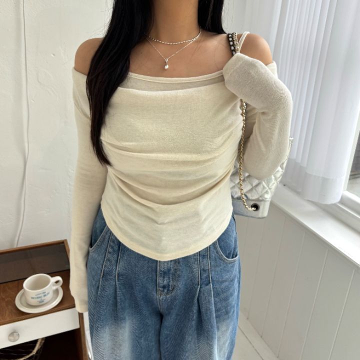 mars韓國代購㊣女裝新款真品25秋冬休閑職業熱賣長袖T恤假兩件mars長袖T恤