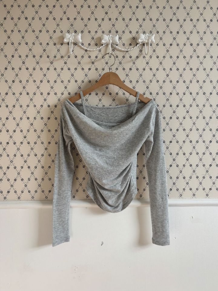 mars韓國代購㊣女裝新款真品25秋冬休閑職業熱賣長袖T恤假兩件mars長袖T恤