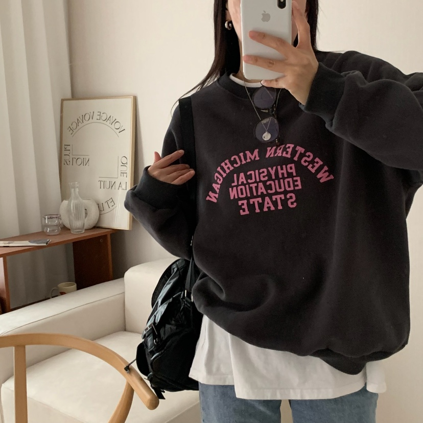 HELLO JINI東大門㊣實拍女裝新款休閑時尚25秋冬職業推薦衛衣HELLO JINI衛衣