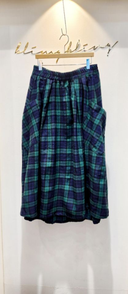 BLING BLING-S東大門㊣直郵女士新品25秋冬半身裙中短裙口袋格子BLING BLING-S半身裙/中短裙圖色1