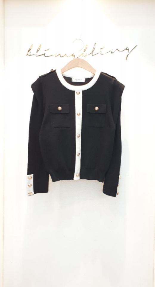 BLING BLING-S東大門㊣直郵女士新品職業25秋冬針織衫單排扣BLING BLING-S針織衫圖色1