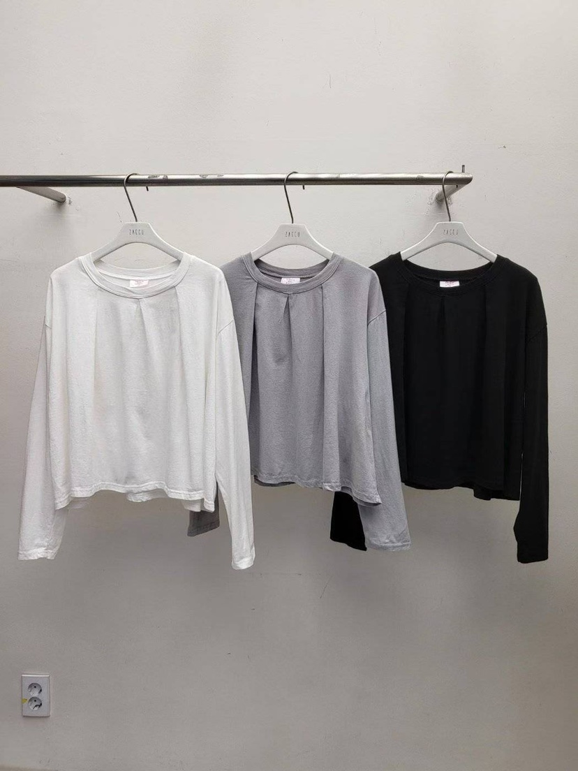 ZACCU東大門㊣代購女士新品休閑職業時尚熱賣人氣長袖T恤褶皺ZACCU長袖T恤