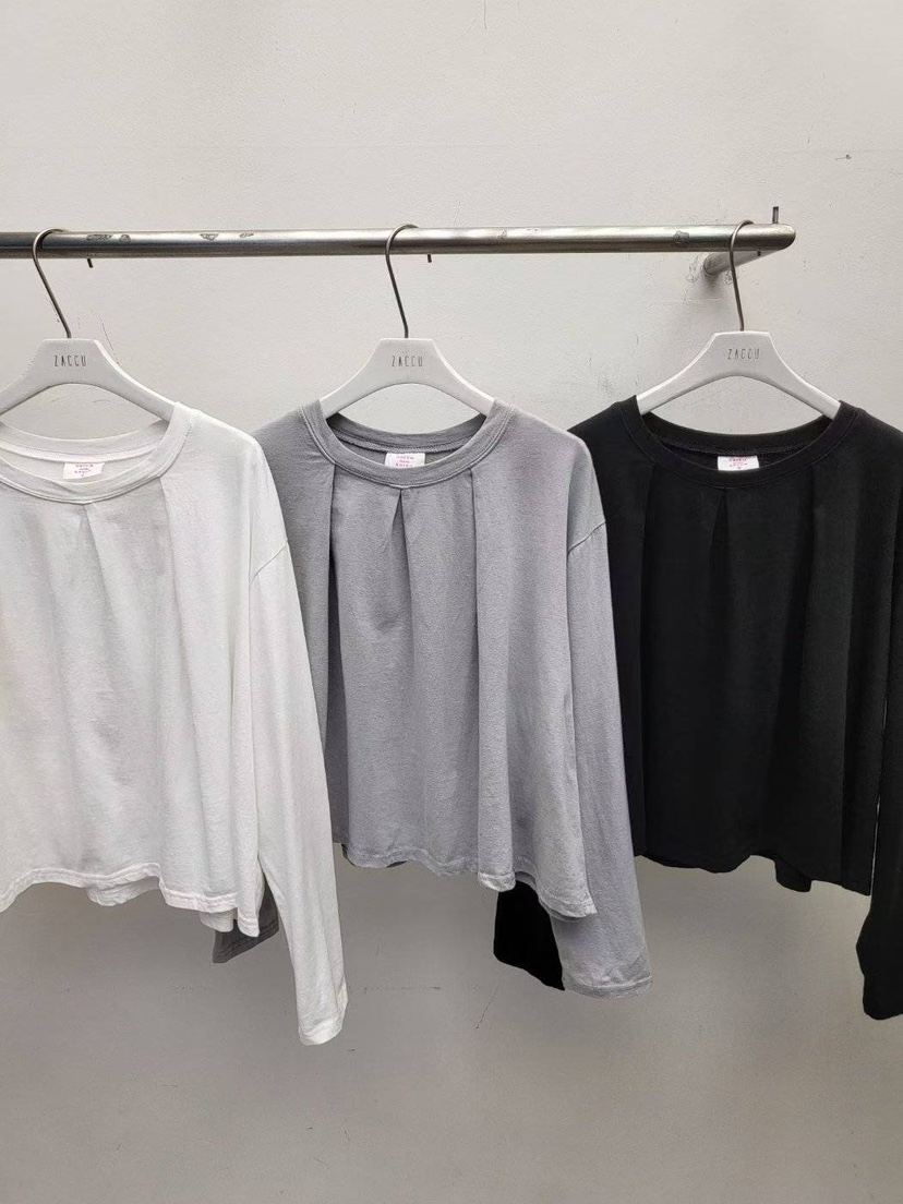 ZACCU東大門㊣代購女士新品休閑職業時尚熱賣人氣長袖T恤褶皺ZACCU長袖T恤