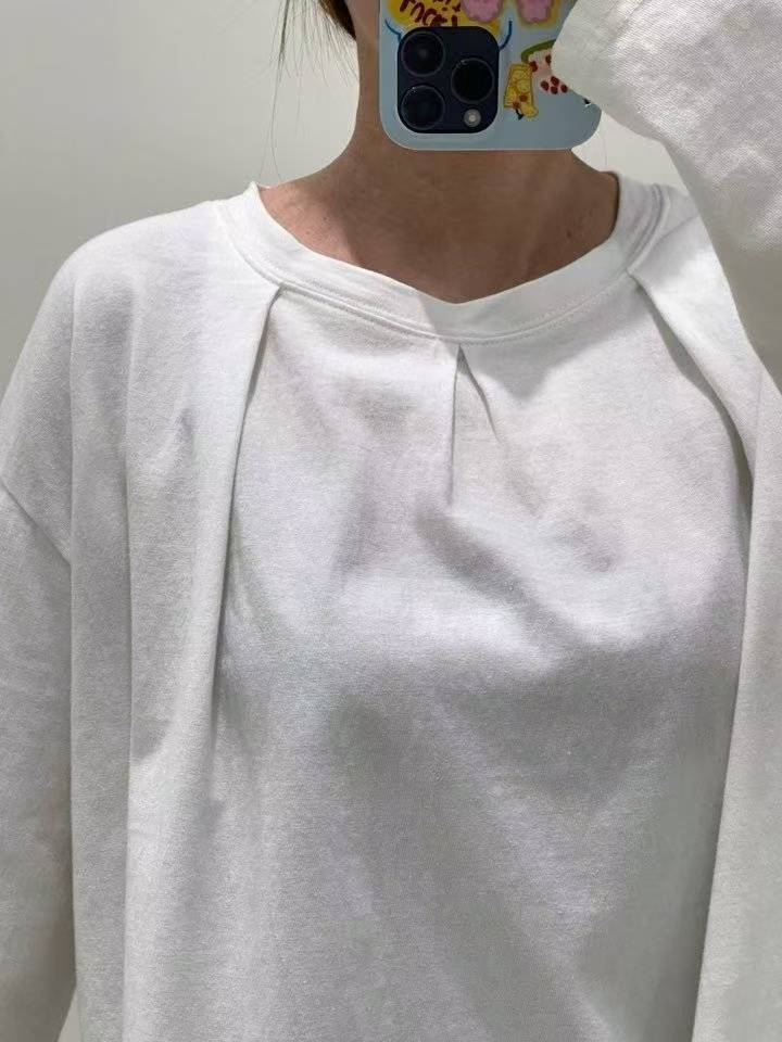 ZACCU東大門㊣代購女士新品休閑職業時尚熱賣人氣長袖T恤褶皺ZACCU長袖T恤