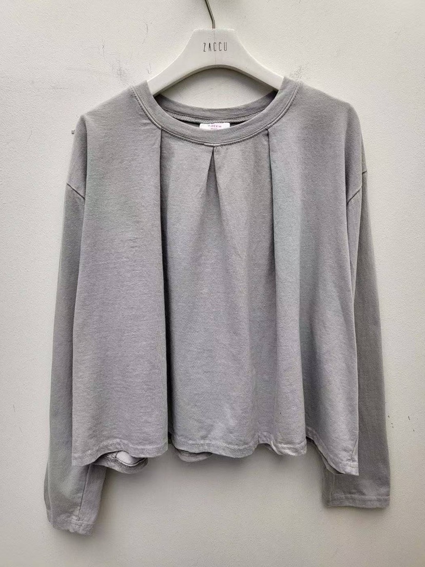 ZACCU東大門㊣代購女士新品休閑職業時尚熱賣人氣長袖T恤褶皺ZACCU長袖T恤圖色2