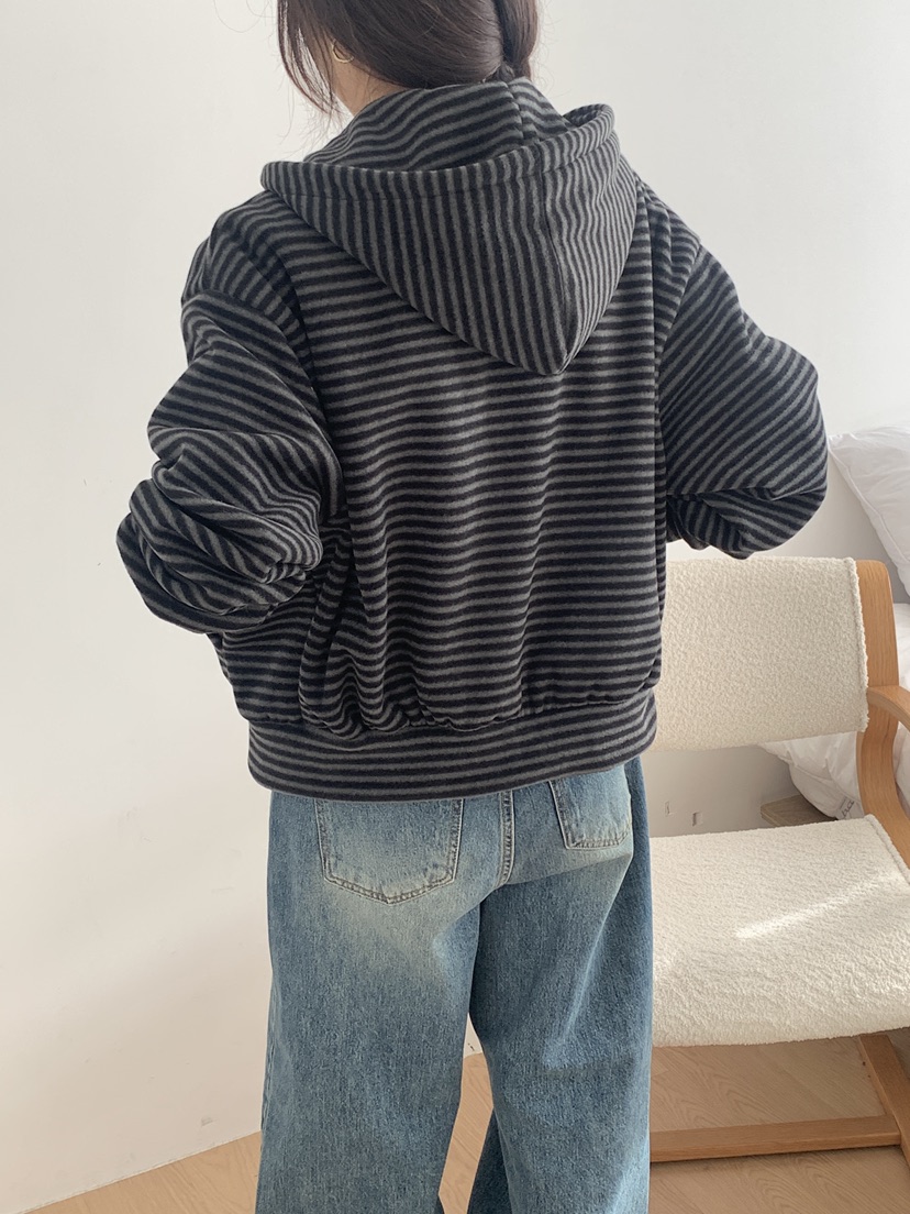 WOOD韓國直郵㊣女士新款熱賣真品職業推薦衛衣連帽拉鏈衫抓絨WOOD衛衣