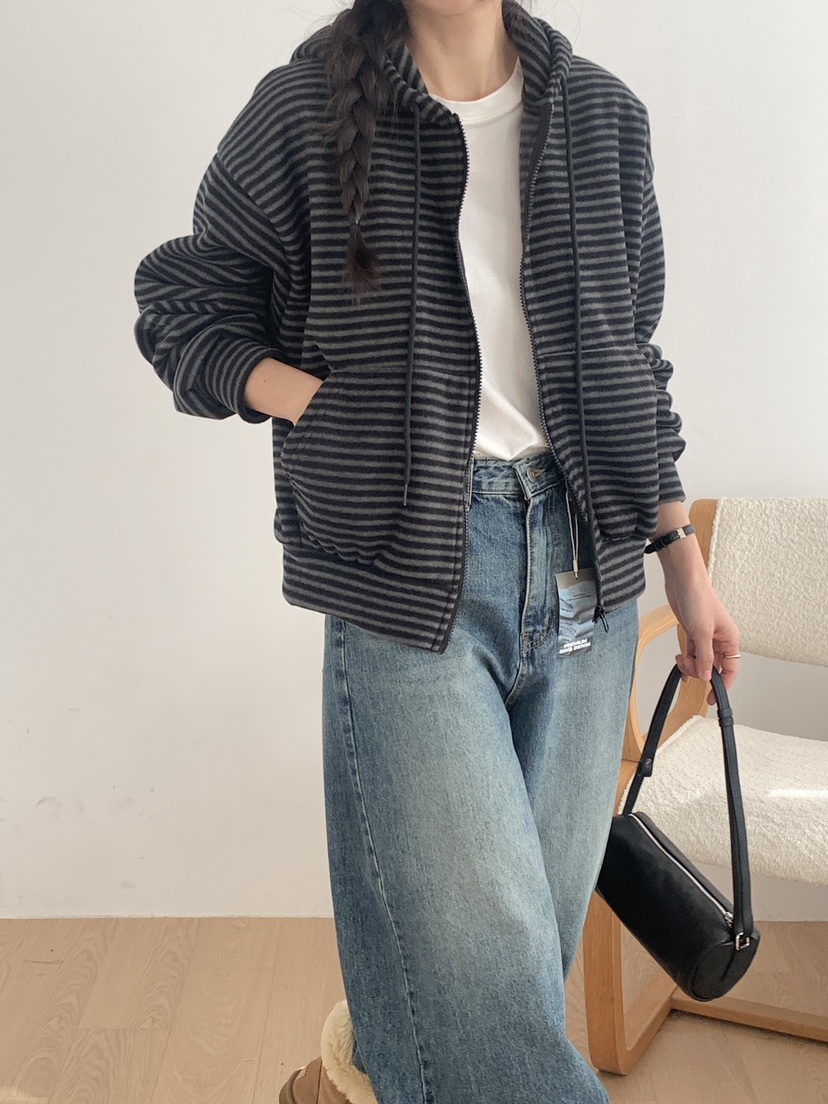 WOOD韓國直郵㊣女士新款熱賣真品職業推薦衛衣連帽拉鏈衫抓絨WOOD衛衣