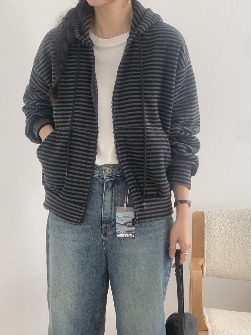 WOOD韓國直郵㊣女士新款熱賣真品職業推薦衛衣連帽拉鏈衫抓絨WOOD衛衣