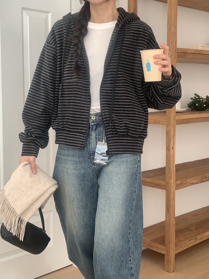 WOOD韓國直郵㊣女士新款熱賣真品職業推薦衛衣連帽拉鏈衫抓絨WOOD衛衣