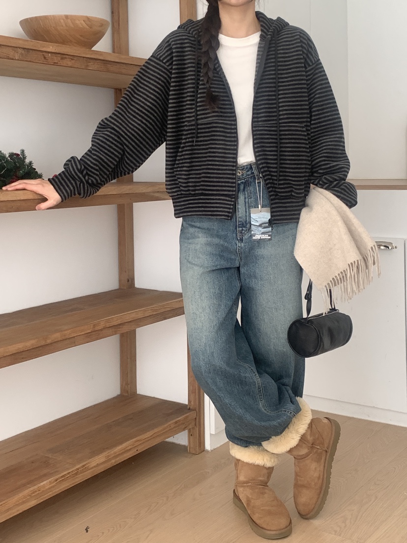 WOOD韓國直郵㊣女士新款熱賣真品職業推薦衛衣連帽拉鏈衫抓絨WOOD衛衣