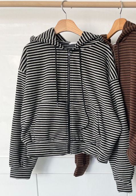 WOOD韓國直郵㊣女士新款熱賣真品職業推薦衛衣連帽拉鏈衫抓絨WOOD衛衣圖色1