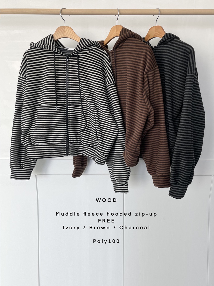 WOOD韓國直郵㊣女士新款熱賣真品職業推薦衛衣連帽拉鏈衫抓絨WOOD衛衣圖色2左二色