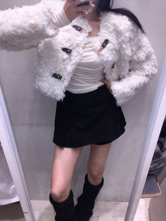 mars東大門㊣代購女裝新款真品人氣25秋冬職業短款大衣毛皮mars短款大衣