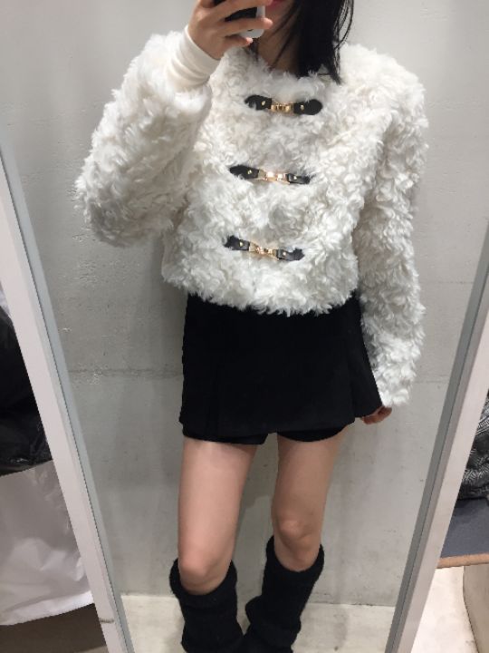 mars東大門㊣代購女裝新款真品人氣25秋冬職業短款大衣毛皮mars短款大衣