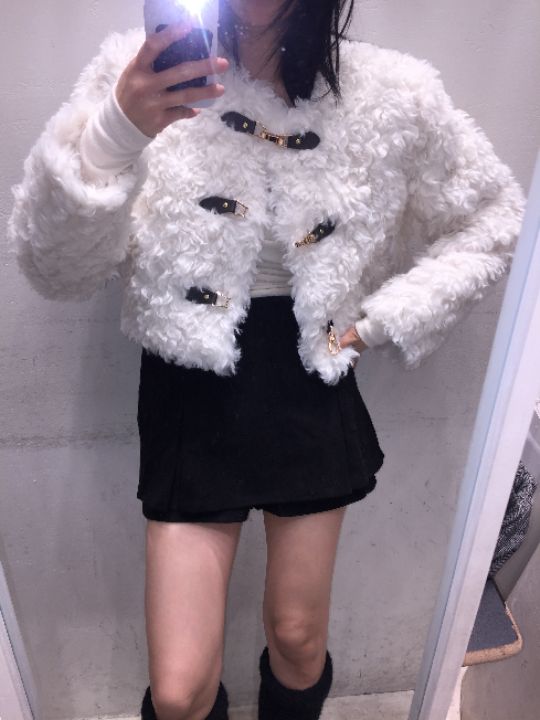 mars東大門㊣代購女裝新款真品人氣25秋冬職業短款大衣毛皮mars短款大衣