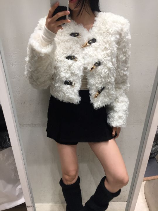 mars東大門㊣代購女裝新款真品人氣25秋冬職業短款大衣毛皮mars短款大衣