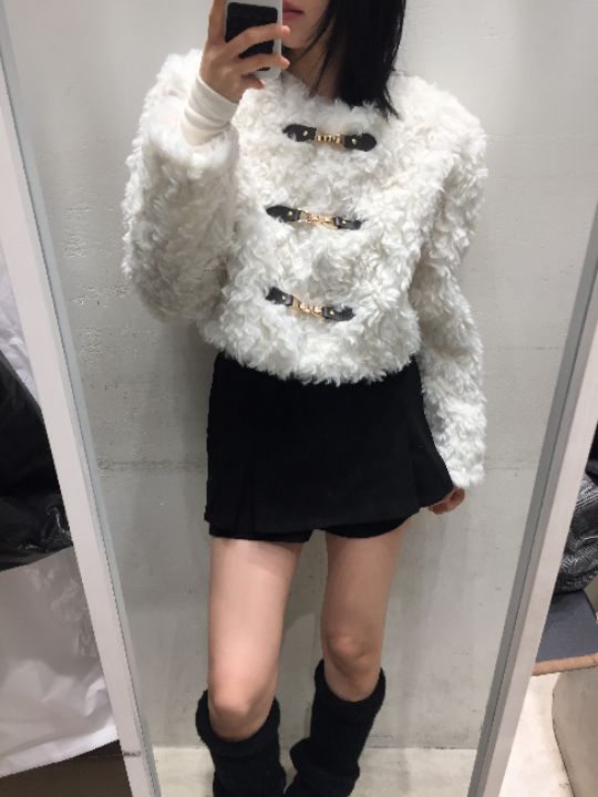 mars東大門㊣代購女裝新款真品人氣25秋冬職業短款大衣毛皮mars短款大衣