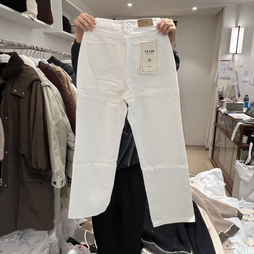 VENIR-a韓國代購㊣女裝新款真品休閑推薦牛仔褲不含腰帶加絨VENIR-a牛仔褲