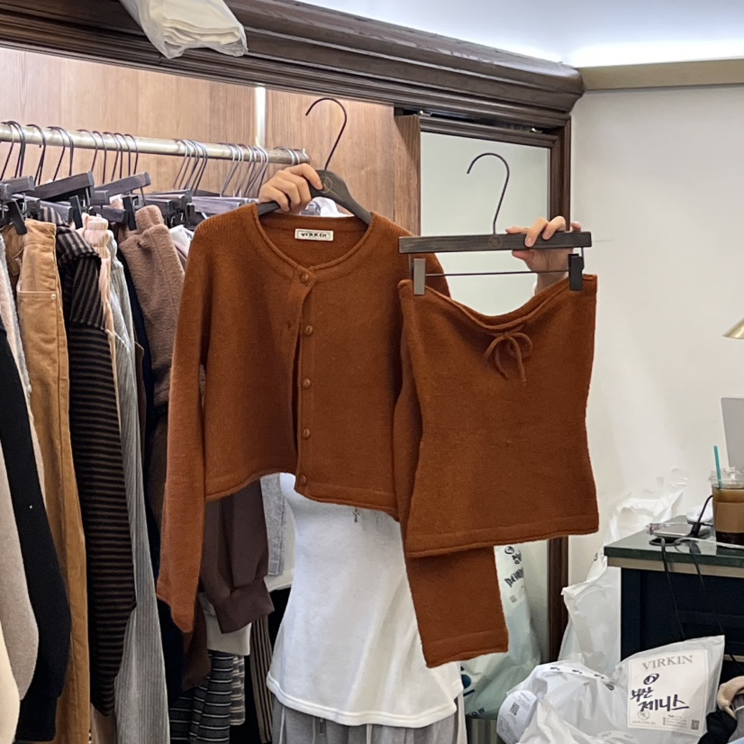 VIRKIN韓國代購㊣女裝新品25秋冬熱賣推薦時尚人氣真品套裝VIRKIN套裝圖色2