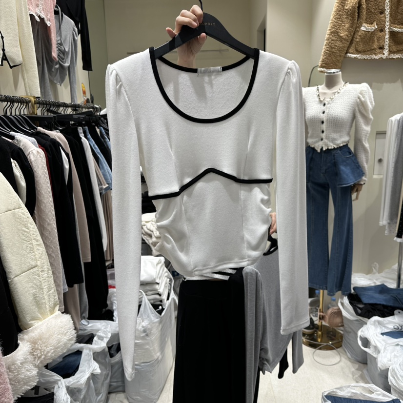 MONOPOLY東大門㊣直郵女裝新品25秋冬真品人氣時尚職業長袖T恤MONO_POLY長袖T恤圖色1