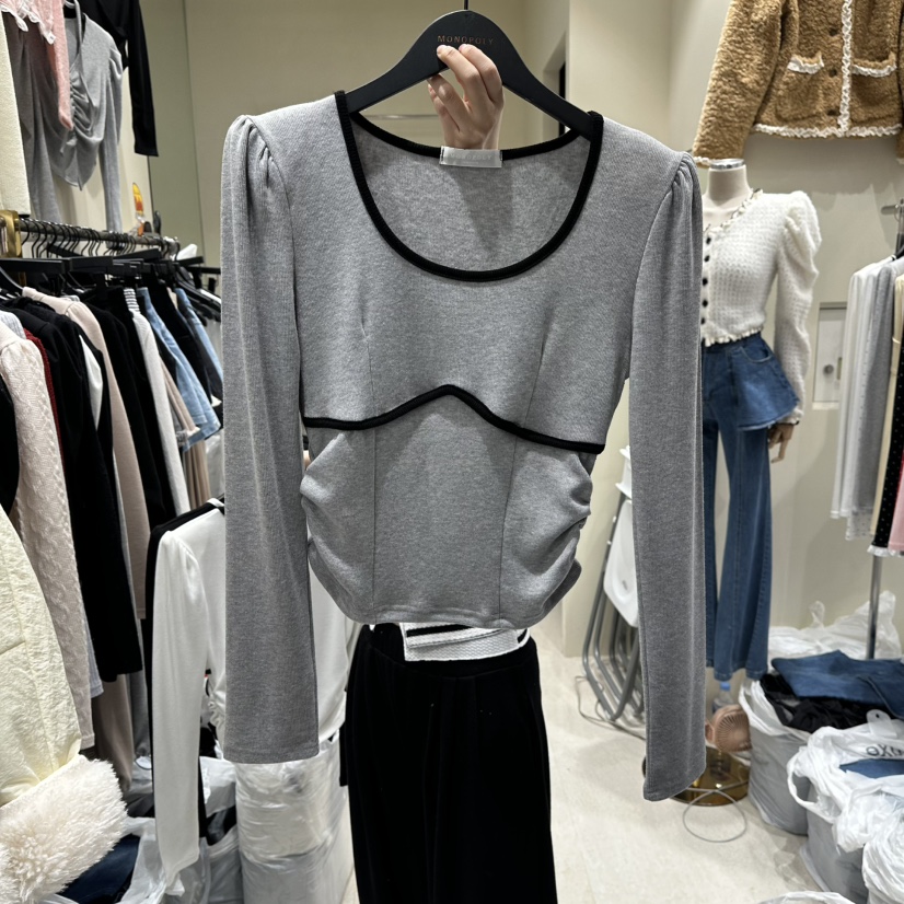 MONOPOLY東大門㊣直郵女裝新品25秋冬真品人氣時尚職業長袖T恤MONO_POLY長袖T恤圖色2