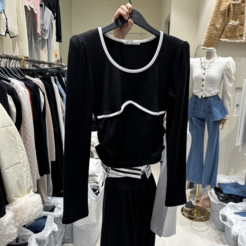 MONOPOLY東大門㊣直郵女裝新品25秋冬真品人氣時尚職業長袖T恤MONO_POLY長袖T恤圖色3