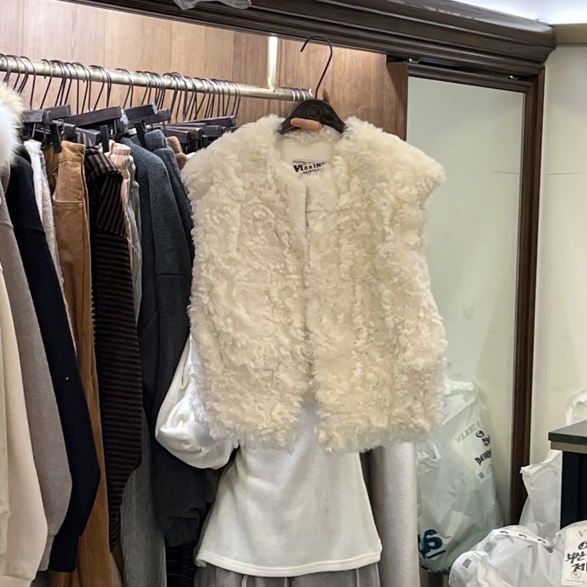 VIRKIN韓國代購㊣女裝新款真品時尚推薦人氣休閑職業馬甲毛皮VIRKIN馬甲圖色1