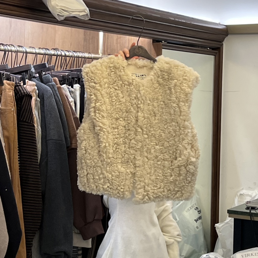 VIRKIN韓國代購㊣女裝新款真品時尚推薦人氣休閑職業馬甲毛皮VIRKIN馬甲圖色2