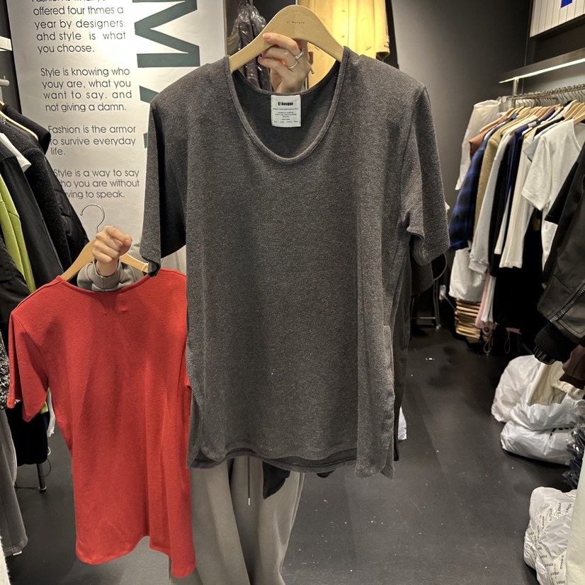 EL BOSQUE韓國直郵㊣女士新款職業推薦人氣休閑25秋冬T恤安哥拉EL BOSQUET恤圖色3墨色