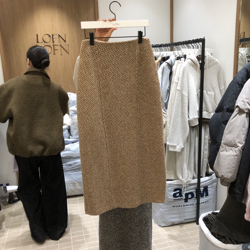 LOFN韓國代購㊣女裝新品25秋冬休閑推薦人氣半身裙中短裙羊毛LOFN半身裙/中短裙圖色2