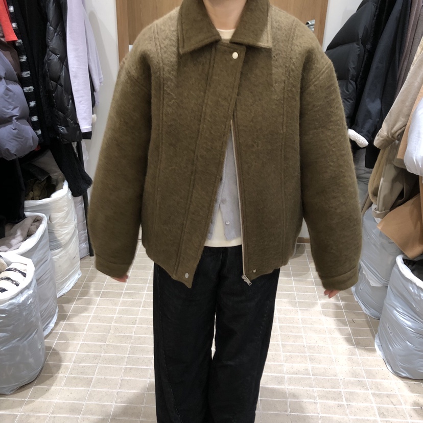 LOFN東大門㊣代購女裝新款推薦人氣職業真品25秋冬短款大衣羊駝LOFN短款大衣圖色3