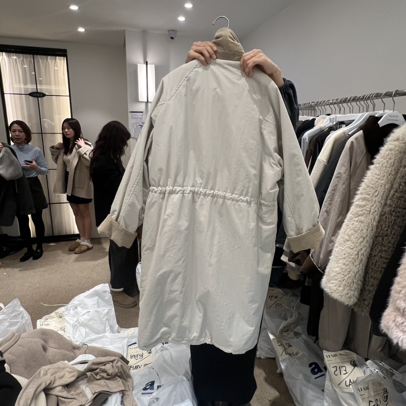 VENIR-a東大門㊣代購女裝新款人氣推薦25秋冬中長款大衣棉VENIR-a中長款大衣