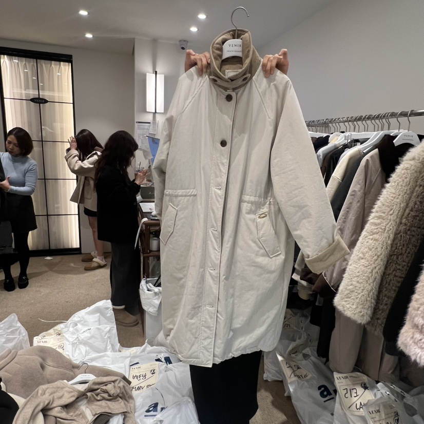 VENIR-a東大門㊣代購女裝新款人氣推薦25秋冬中長款大衣棉VENIR-a中長款大衣圖色1