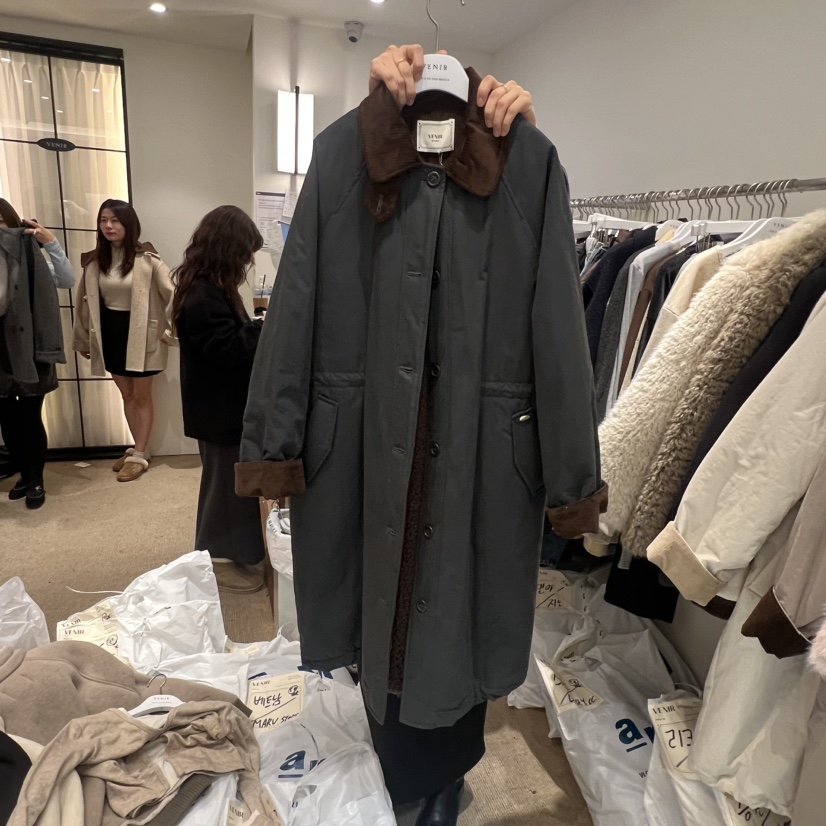 VENIR-a東大門㊣代購女裝新款人氣推薦25秋冬中長款大衣棉VENIR-a中長款大衣圖色3