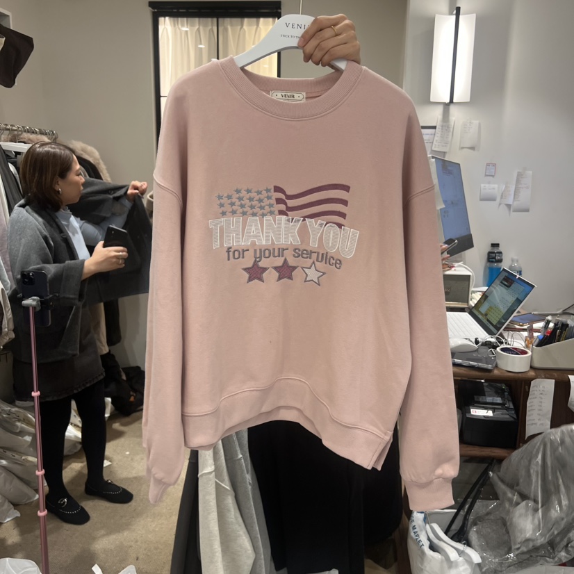 VENIR-a韓國代購㊣女士新品人氣推薦職業時尚休閑衛衣加絨VENIR-a衛衣圖色1