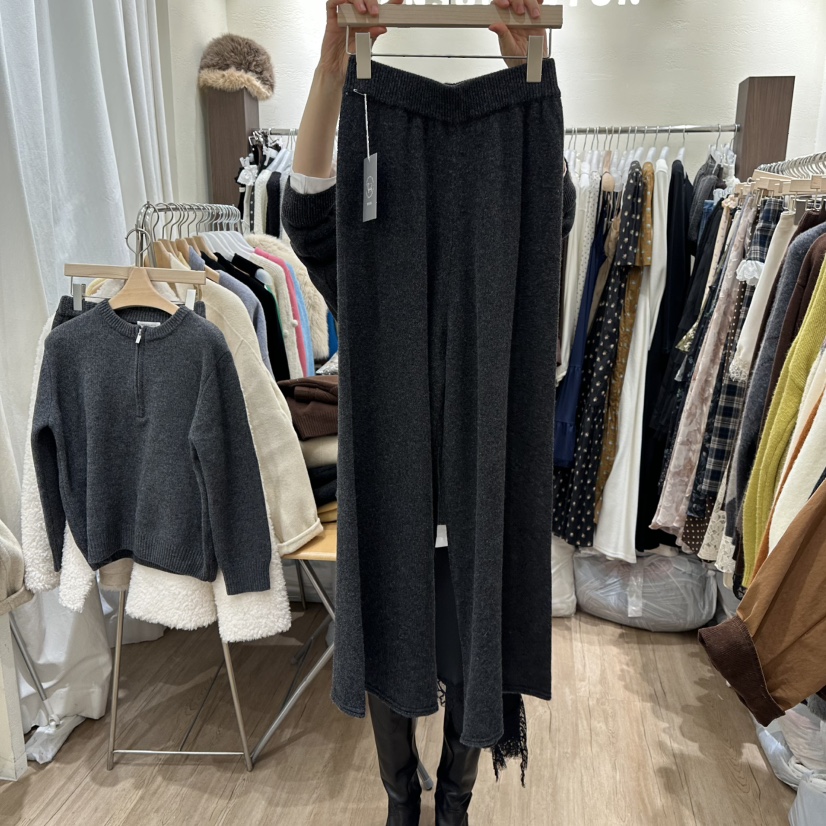 HANSUNGHYUN東大門㊣代購女裝新品休閑25秋冬熱賣真品長裙羊毛HANSUNGHYUN長裙圖色2