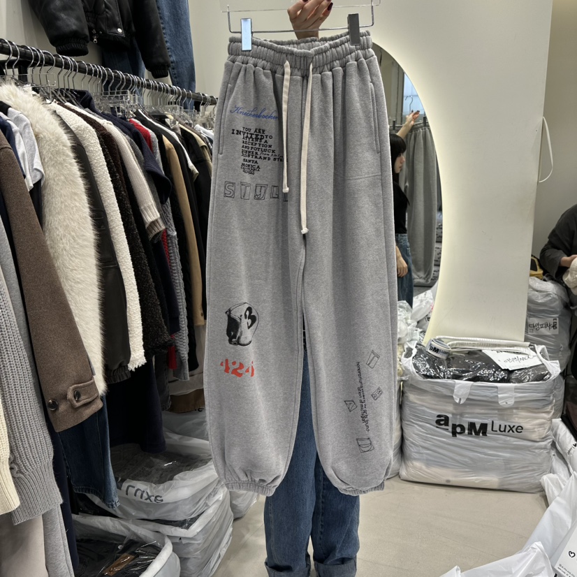 AT THE END東大門㊣實拍女裝新款推薦25秋冬時尚休閑褲加絨AT THE END休閑褲圖色2