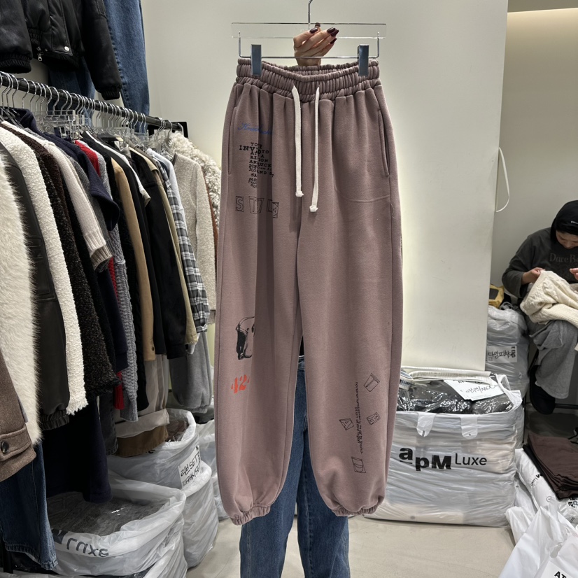 AT THE END東大門㊣實拍女裝新款推薦25秋冬時尚休閑褲加絨AT THE END休閑褲圖色3