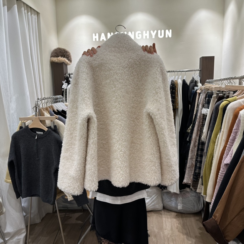 HANSUNGHYUN東大門㊣實拍女裝新款職業休閑人氣夾克含圍巾羊毛HANSUNGHYUN夾克