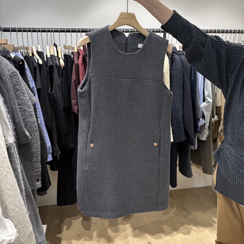 OVERTAKE韓國直郵㊣女士新款熱賣推薦職業時尚連衣裙斜紋布OVERTAKE連衣裙圖色2