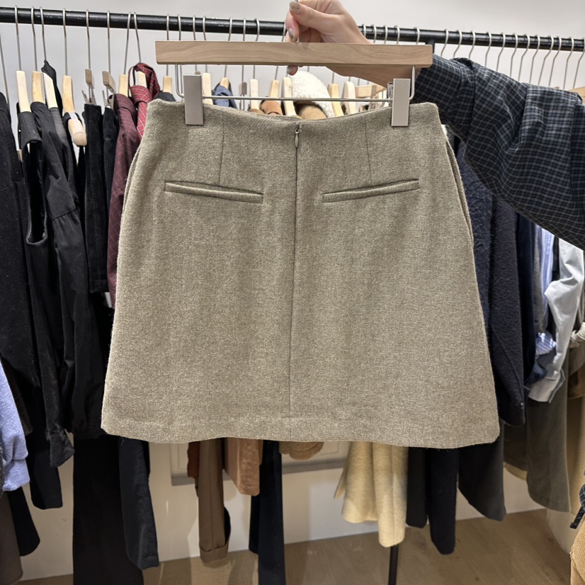 OVERTAKE韓國直郵㊣女士新品職業熱賣人氣25秋冬短裙披肩紐扣OVERTAKE短裙