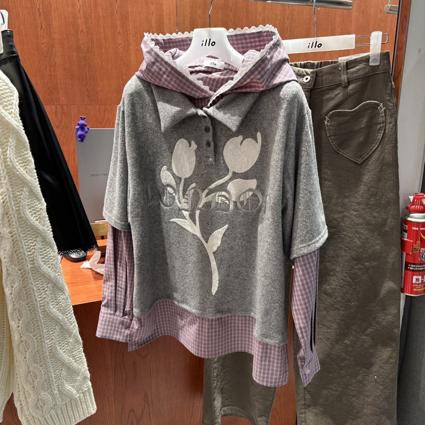ILLO東大門㊣代購女裝新款推薦真品時尚休閑熱賣衛衣假兩件ILLO衛衣圖色1