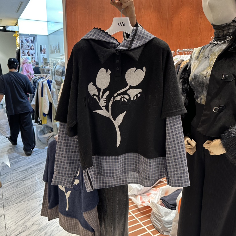 ILLO東大門㊣代購女裝新款推薦真品時尚休閑熱賣衛衣假兩件ILLO衛衣圖色3