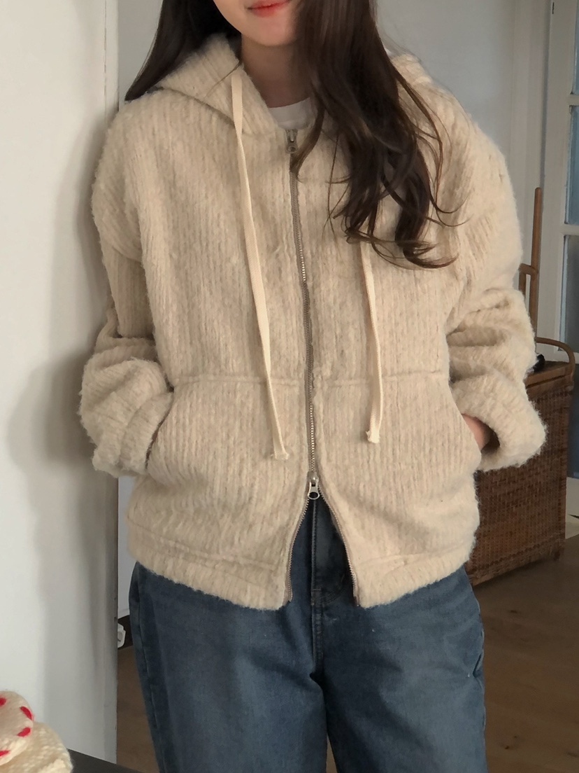 ONDO-P東大門㊣代購女士新款人氣時尚真品25秋冬夾克連帽拉鏈衫ONDO-P夾克圖色1