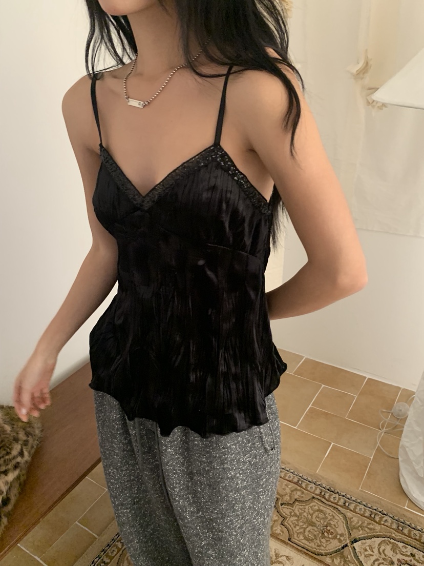 SUNDER MARKET韓國代購㊣女士新品休閑推薦吊帶背心天鵝絨SUNDER MARKET吊帶/背心