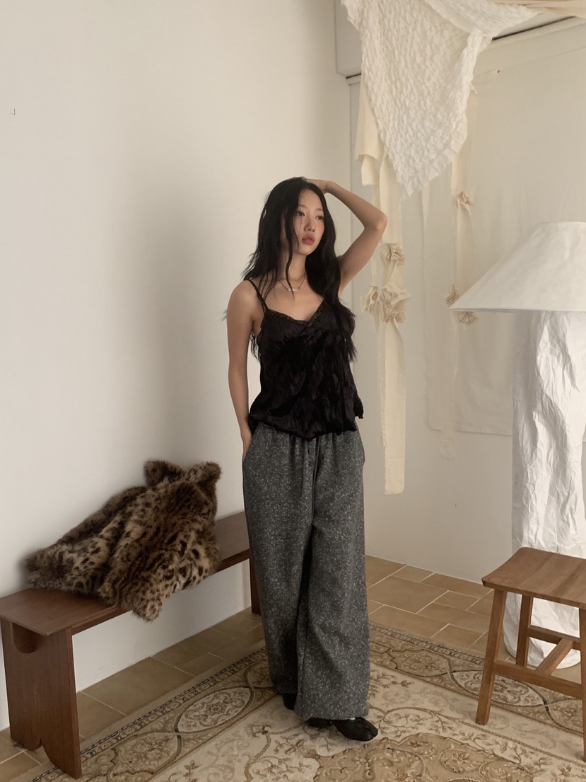 SUNDER MARKET韓國代購㊣女士新品休閑推薦吊帶背心天鵝絨SUNDER MARKET吊帶/背心