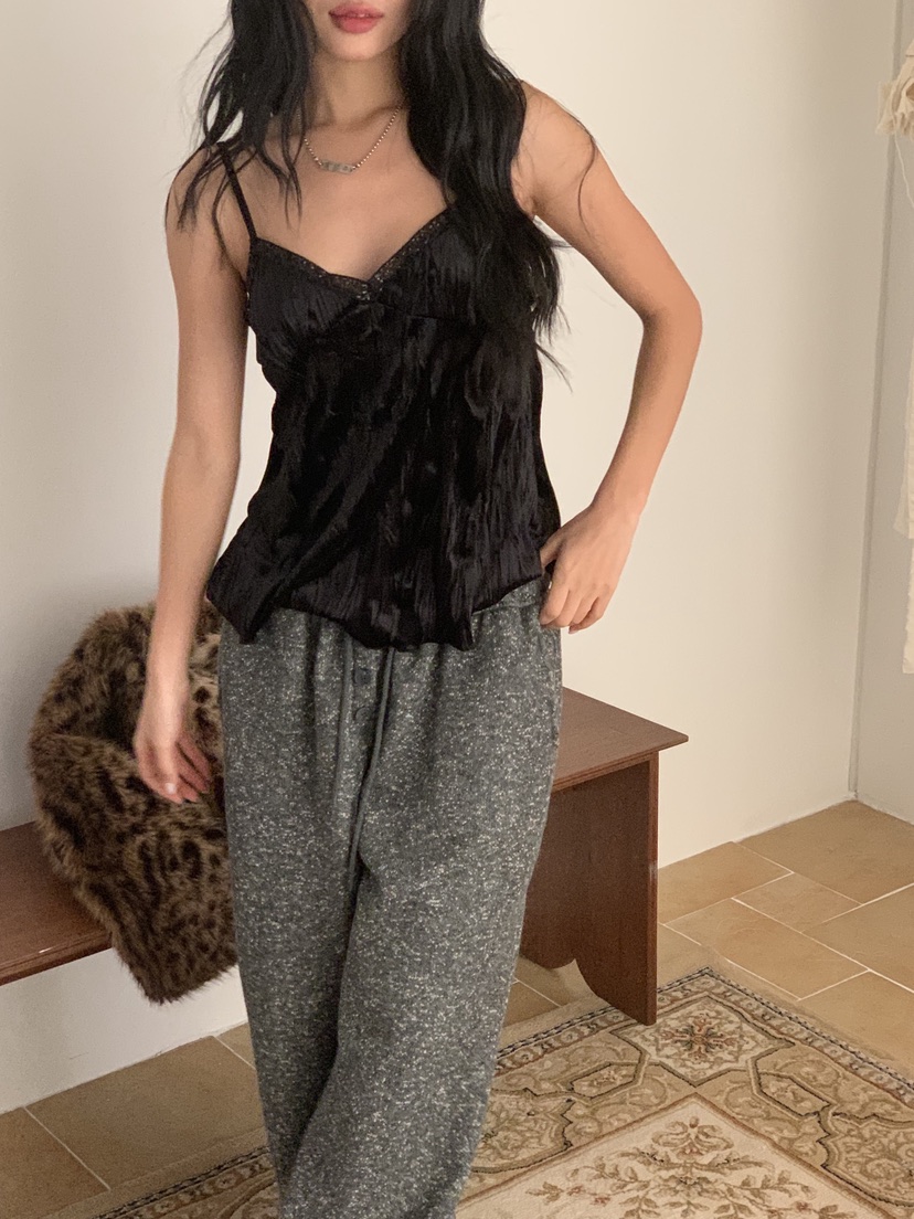 SUNDER MARKET韓國代購㊣女士新品休閑推薦吊帶背心天鵝絨SUNDER MARKET吊帶/背心