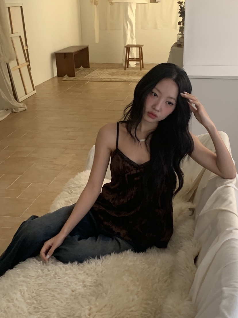 SUNDER MARKET韓國代購㊣女士新品休閑推薦吊帶背心天鵝絨SUNDER MARKET吊帶/背心