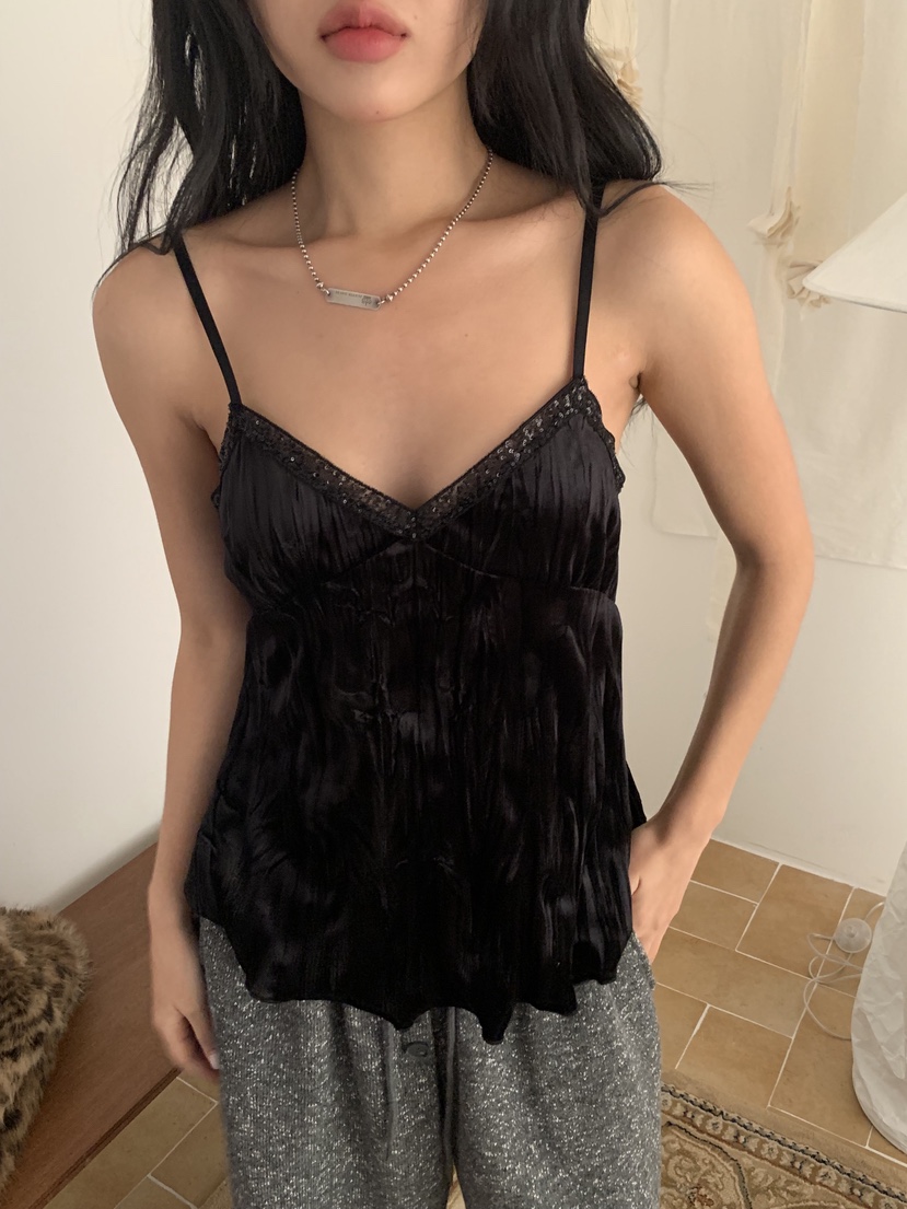 SUNDER MARKET韓國代購㊣女士新品休閑推薦吊帶背心天鵝絨SUNDER MARKET吊帶/背心圖色1